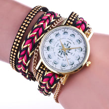 Fashion Women Weave Wrap Around Leatheroid Quartz Wrist Watch