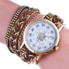 Fashion Women Weave Wrap Around Leatheroid Quartz Wrist Watch