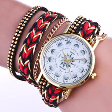 Fashion Women Weave Wrap Around Leatheroid Quartz Wrist Watch