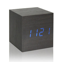 USB/AAA Powered Cube LED Digital Alarm Clock Square Modern Wood Clock Thermometer Temp Date Display Calendars Desk Table Clock