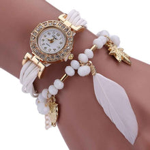 Feather Weave Wrap Around Bracelet Watch  Crystal Synthetic Fashion Chain Watch