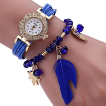 Feather Weave Wrap Around Bracelet Watch  Crystal Synthetic Fashion Chain Watch