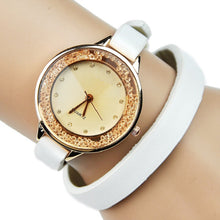 TOP Crystal Watch Women Large Strap PU Leather wrap wristwatch Fashion Girl vintage large band Rhinestone Geneva School