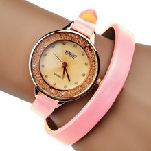 TOP Crystal Watch Women Large Strap PU Leather wrap wristwatch Fashion Girl vintage large band Rhinestone Geneva School