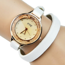 TOP Crystal Watch Women Large Strap PU Leather wrap wristwatch Fashion Girl vintage large band Rhinestone Geneva School