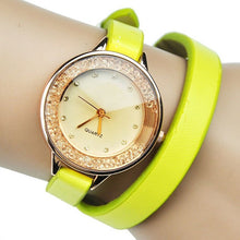 TOP Crystal Watch Women Large Strap PU Leather wrap wristwatch Fashion Girl vintage large band Rhinestone Geneva School