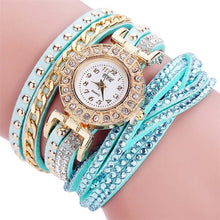 Women Bracelet Watches Crystal Rivets Multilayer PU Leather Strap Wrapped Quartz Watch Ladies Dress Wristwatches LL@17