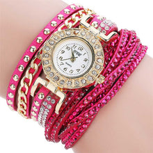 Women Bracelet Watches Crystal Rivets Multilayer PU Leather Strap Wrapped Quartz Watch Ladies Dress Wristwatches LL@17