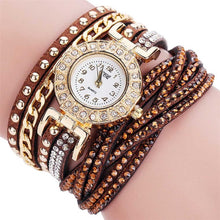 Women Bracelet Watches Crystal Rivets Multilayer PU Leather Strap Wrapped Quartz Watch Ladies Dress Wristwatches LL@17