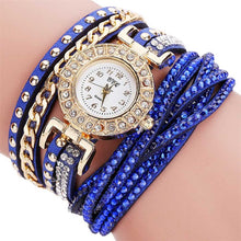 Women Bracelet Watches Crystal Rivets Multilayer PU Leather Strap Wrapped Quartz Watch Ladies Dress Wristwatches LL@17