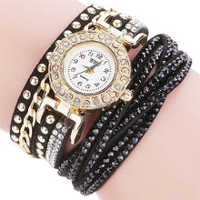 Women Bracelet Watches Crystal Rivets Multilayer PU Leather Strap Wrapped Quartz Watch Ladies Dress Wristwatches LL@17